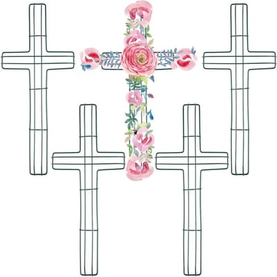 Kruis Krans Frame - Kruisvormige Krans - Bloemstukken Maken - Stevig Metalen Frame - 40 cm - Groen