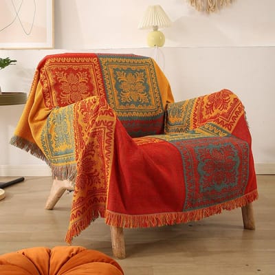Boho Stijl Geometrische Spreien voor Bedden Vintage Patchwork Huisdecoratie Wandkleed Klassieke Bankovertrek Dunne Picknickdeken 90x90cm
