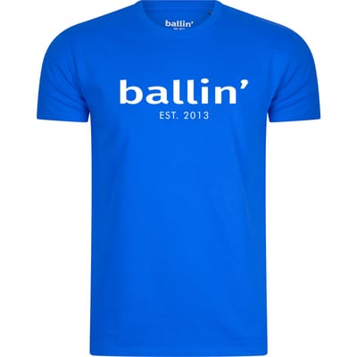 Heren Tee SS met Ballin Est. 2013 Regular Fit Shirt Print - Blauw - Maat L