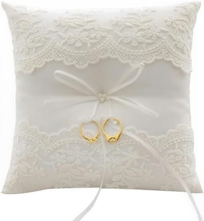 Lace en Bloemen Ringkussen, Geborduurd met Floral Patroon voor Bruiloftsceremonie en Geschenken