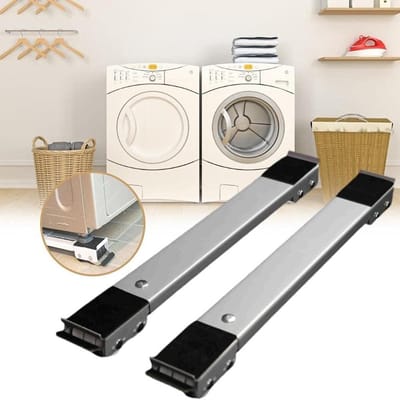 Washer Stand - Mobiele Onderstel - Apparaten Verplaatsen - Met Remblokken - 50 x 6 cm - Zwart