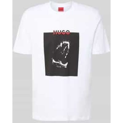 T-shirt met motief- en labelprint, model 'Dobero'