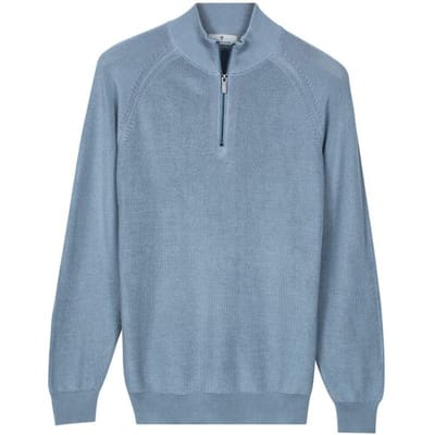 Thomas Maine Trui Egyptian Cotton Half Zip Cardigan Knit Licht Blauw / male
