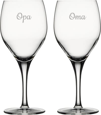 Gegraveerde Rode wijnglas 42,5cl Opa & Oma