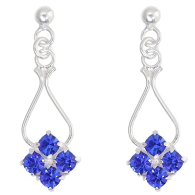 Behave – Oorbellen – 925 Sterling Zilveren Oorbellen met Kongins Blauw Multi Kristal steentjes