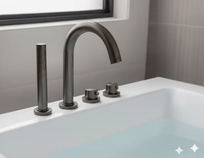 AquaVik Badrandthermostaat Soral 4-gats Met Inbouwdeel Gunmetal