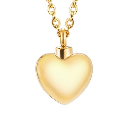 Quiges - RVS Ashanger - Goudkleurig - Urn - Hart -Met - Verstelbare - Ketting 45 - 50cm en vulsetje - Asketting - As sieraad SLSA047
