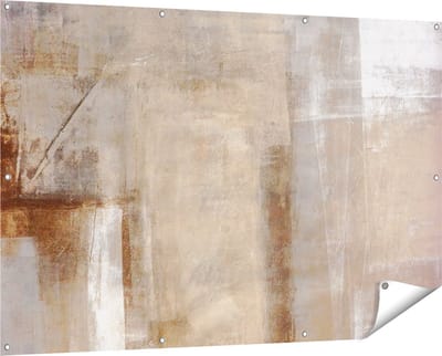 Gards Tuinposter Abstracte Kunst Bruin met Beige - 150x100 cm - Tuindoek - Tuindecoratie - Wanddecoratie buiten - Tuinschilderij
