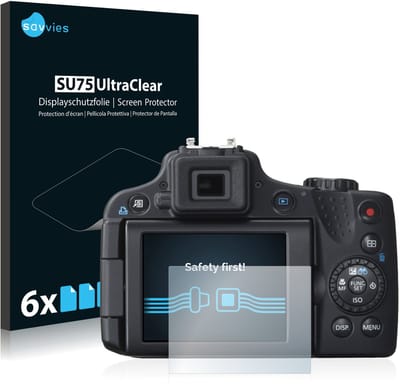 Savvies - Screenprotector voor Canon PowerShot SX50 HS - Folie Beschermfolie transparant 6 Stuks
