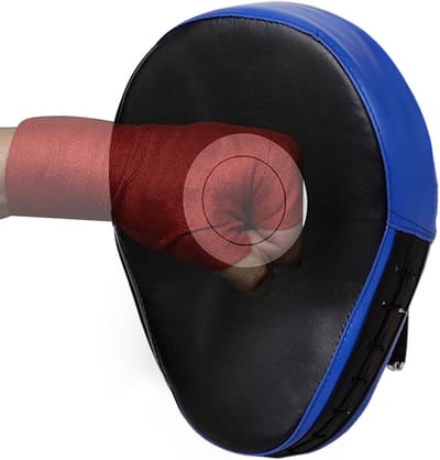 Gebogen Bokskussen - Stootkussen Trainingspad - Vechtsport Training - Verdikt PU Leer - 28 x 22 x 8 cm - Blauw