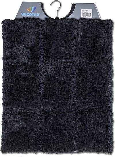 Wicotex - Bidetmat - WC mat - Toiletmat ruit Zwart - Badmat - Antislip onderkant - Afmeting 50x60cm