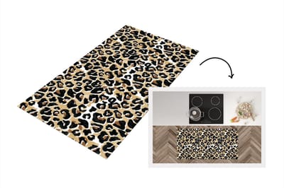 Keukenloper - Loper keuken - Panterprint - Bruin - Waterverf - 120x60 cm - Keukenloper vinyl