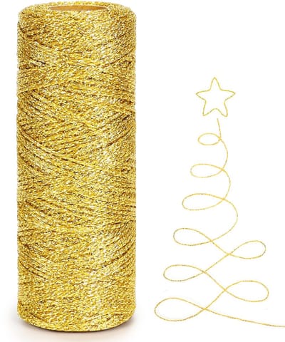tenn well 100M Metaalachtig Gouden Touw, 1mm Kerst Gouden Draad Omslagtouw voor Cadeau, Kerstbal Ambachten Decoratie