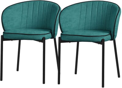 Set van 2 eetkamerstoelen met rugleuning & armleuning benzine met metalen poten tot 120 kg ML-Design