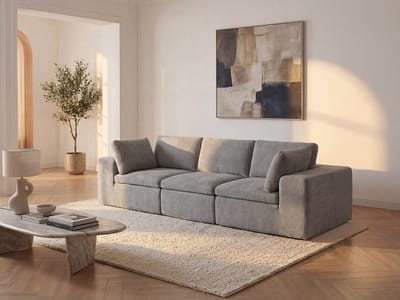 Vente-unique CORTOLINE 3-zits modulaire bank in grijze stof