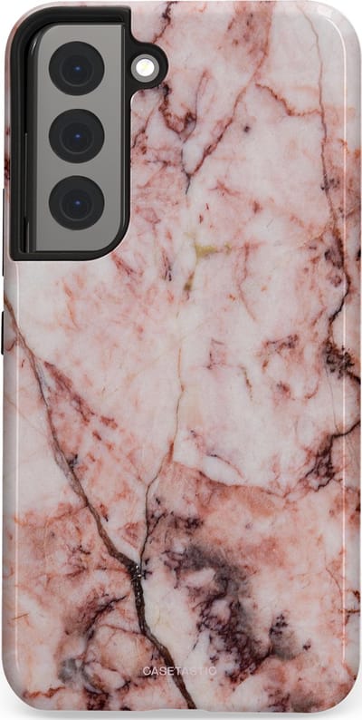 Casetastic hoesje geschikt voor Samsung Galaxy S22 - Dubbellaagse bescherming - Koraalrif Marmer - Fashion Case - Lichtroze Perzik
