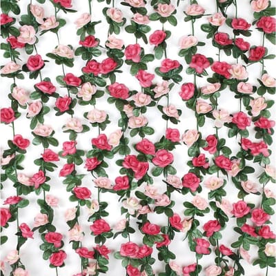 Kunstmatige Rozenranken - Bloemenslinger Nepbloemen - Romantische Sfeer Creëren - 16 Stuks Levensechte Bloemen - 2.5 Meter Per Stuk - Roze