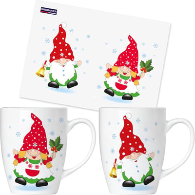 BRUBAKER Koffiemokken - Vrolijk Kerstfeest Kabouters met Wenskaart - Kerst - 300 ml Kabouter Mokken Set in Geschenkverpakking