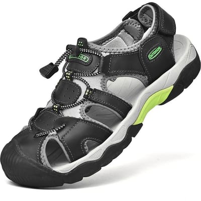 Zomer Nieuwe Echt Lederen Sandalen Heren Mode Jeugd Student Sportsandalen Antislip Heren Outdoor Casual Strand Schoenen 41 gray