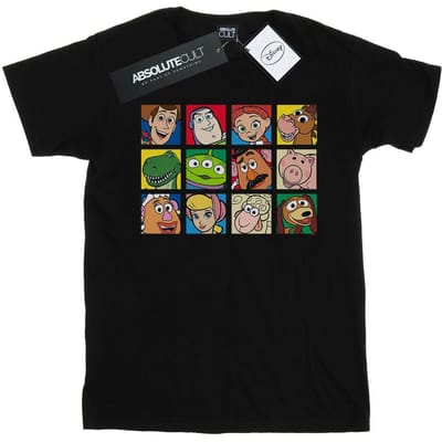 Disney Dames/Dames Toy Story Karakter Squares Katoenen Vriendje T-shirt (Zwart)