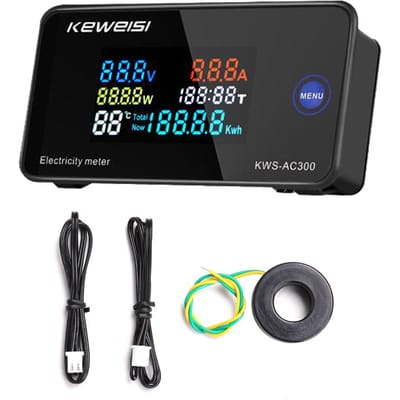 AC50-300V Digitale Voltmeter Ampèremeter Vermogen Stroom Spanning Temperatuur Vochtigheidsmeetapparaat 3 veelkleurig
