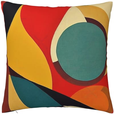 Moderne Abstracte Kussenhoes, Kleurrijke Geometrische Vormen Kussensloop, Mid-Century Kunst, Bank Sierkussen 60x60cm
