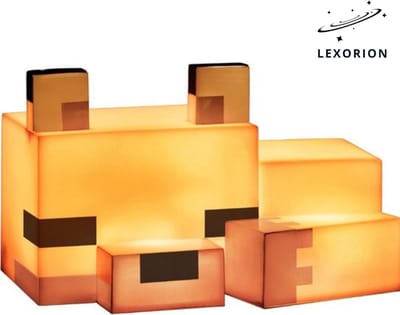 Lexorion PixelArt Vos Lamp 16 cm – LED Nachtlampje – 3D Figuur – Kinderkamer & Slaapkamer – Inclusief Batterijen – Oranje Gaming Decoratie