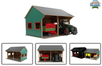 Kids Globe - Agricultural Shed for 2 Vehicles 1:16