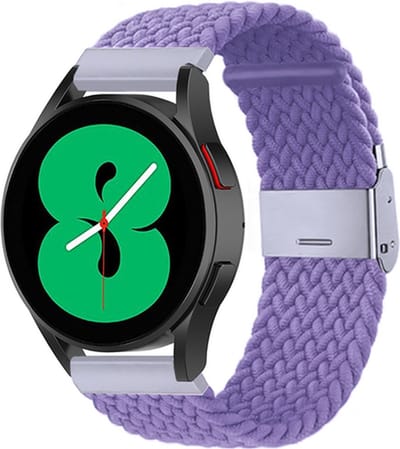 By Qubix - Braided nylon bandje 20mm - Paars - Geschikt voor Samsung Galaxy Watch 7 (40 & 44mm) - Galaxy Watch FE - Galaxy Watch 6 - Galaxy Watch 6 Pro - Galaxy Watch 5 - 5 Pro - Galaxy Watch 4 - 4 Classic - Active 2 - Watch 3 (41mm)