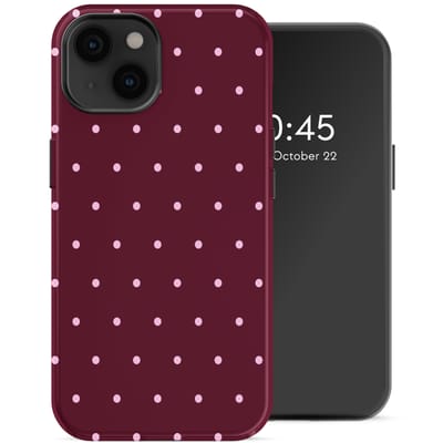 Selencia Hoesje - Geschikt voor Apple iPhone 14 - Backcover - Happy Dots Burgundy