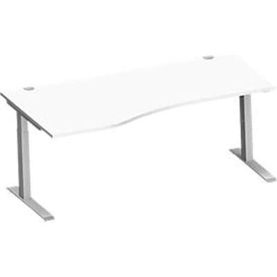 Schäfer Shop  Genius Bureautafel in vrije vorm MODENA FLEX, C-poot rechthoekige buis, B 1800 mm, aanbouw links, wit/blank aluminium