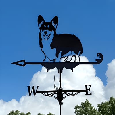 Metalen Windspinner met Dierenmotief - Smeedijzeren Tuin Decoratie voor Buiten - Ornament voor Daktuinen & Binnenplaatsen-Corgi-Belle‘s product-Belle's product