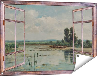 Gards Tuinposter Doorkijk Plas bij Loosdrecht - Willem Roelofs - 90x60 cm - Tuindoek - Tuindecoratie - Wanddecoratie buiten - Tuinschilderij