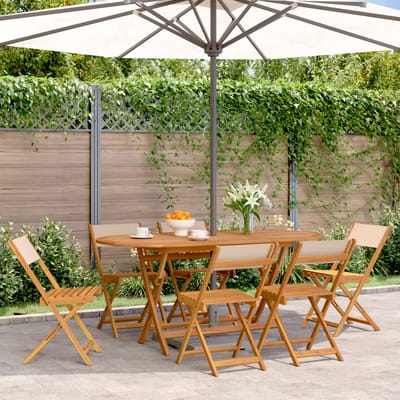 vidaXL - Klapstoelen - set - van - 6 - stuks, - beige - stof - en - massief - hout
