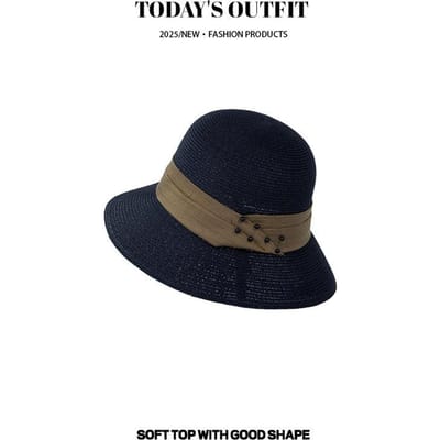 Casual Zonnehoed Retro Jazz Hoed Heren en Dames Zomer Strand Vakantie Lint Stro Geweven Hoge Hoed Panama Leren Gesp brown
