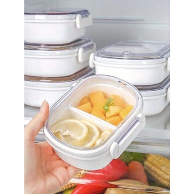 1 pièce Boîte de conservation alimentaire minimaliste et élégante, Boîte à bento portable pour fruits, Boîte fraîcheur pour aliments de réfrigérateur, Boîte à déjeuner micro-ondable, Boîte à repas pour extérieur 1pc blanc