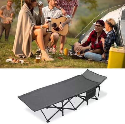 Campingbed Volwassenen - Opvouwbaar Bed - Buiten Ontspannen - Extra Breed Ontwerp - 400lb Capaciteit - Zwart