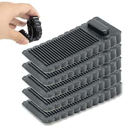 5 Stuks Zwarte Rubberen Deurstoppers - Antislip en Robuust voor Thuis, Kantoor en Terras