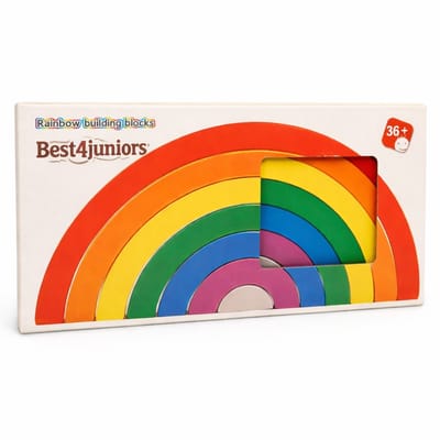 Bextunio Regenboog Houten Stapelblokken – Montessori Bouwset 36+ Maanden Educatief Speelgoed