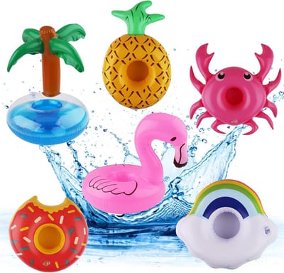 Zwemaccessoires: Set van 6 Opblaasbare Drinkhouders voor in het Zwembad, Ideaal voor Feestjes en Ontspanning met Kinderen en Volwassenen