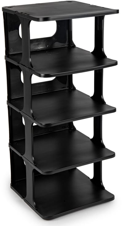 Plasticforte Schoenenrek verticaal - stapelbaar - zwart - kunststof - 26 x 25 x 58 cm - voor 5x paar schoenen - ruimtebesparend/opbergruimte