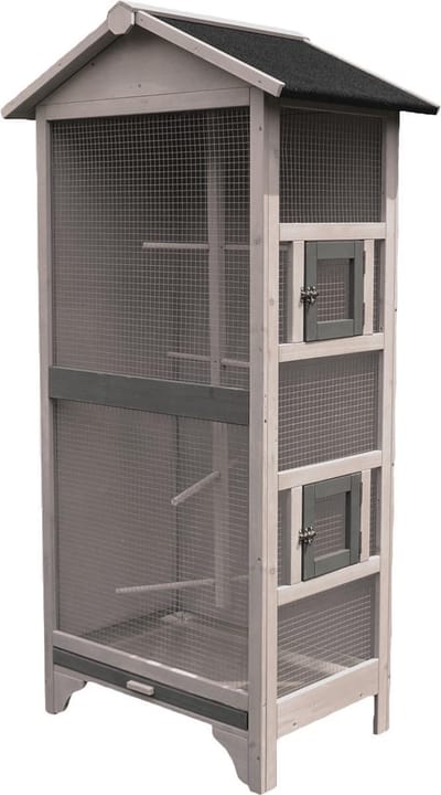Volière Cottage Nevada Grijs – houten volière voor buiten & binnen – 78x57x157,5 cm – Flamingo vogelkooi hout