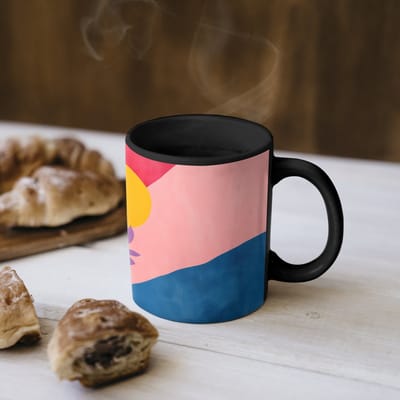 Magische Mok - Foto op Warmte Mokken - Koffiemok - Bladeren - Zon - Abstracte vormen - Magic Mok - Beker - 350 ML - Theemok