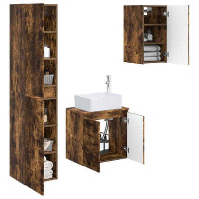 vidaXL - Badkamermeubel - Set - 3 - st - Gerookt - eiken - 33 - x - 34,5 - x - 160 - cm