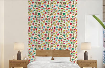 Behang - Fotobehang Patronen - Sterren - Kleuren - Jongens - Kinderen - Kids - Breedte 140 cm x hoogte 220 cm