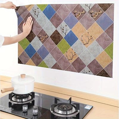 1 Stuk Keuken Oliebestendige Stickers met Hoge Temperatuurbestendigheid Rook en Regen Wazige Stijl Behang Fornuis Bovenkant Waterdicht Zelfklevend Behang 60*500cm/23.62*196.9in