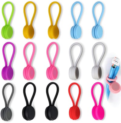 15 stuks Magnetische siliconen kabelbinders Kabelclip organizer herbruikbaar voor kantoor thuis school auto, Verstelbare kabelmanager voor laad- en datakabels