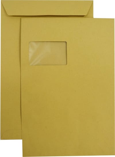Akte enveloppen A4 - Venster links - C4 - 229 x 324 mm - 250 stuks - zelfklevend met plakstrip - 90 gram - Bruin - Netuno