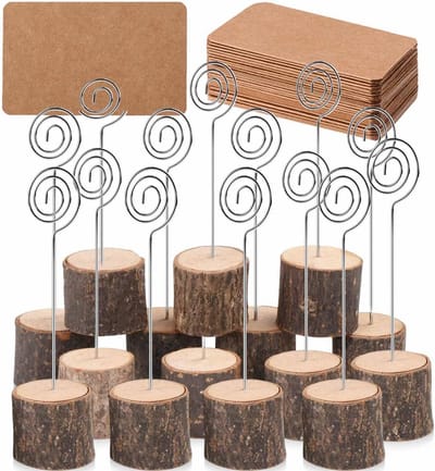 20 Rustieke Houten Kaarthouders met 30 Tafelkaarten - Perfect voor Bruiloft, Feest & Decoratie
