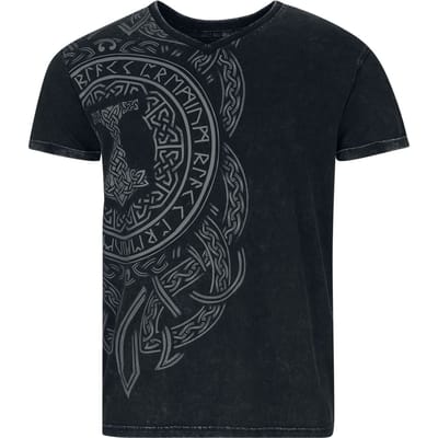 Black Premium by EMP zwart T-shirt met Noorse runenprint voor- en achteraan - Unisex - L
